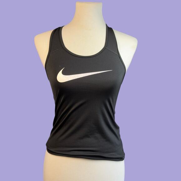 Nike Pro Dri-Fit Razorback Black Logo Tank Medium - Picture 1 of 6